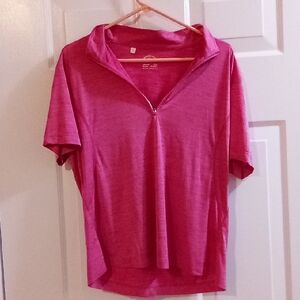 Women's Pink Half-Zip Jersey Top